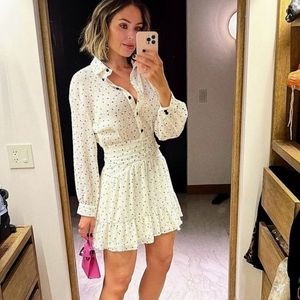Zara Cream Micro Dots Mini Dress
